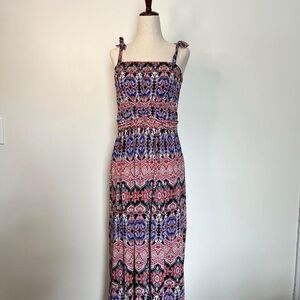 Paisley Red Maxi Dress Tie Straps WinWin Size Large